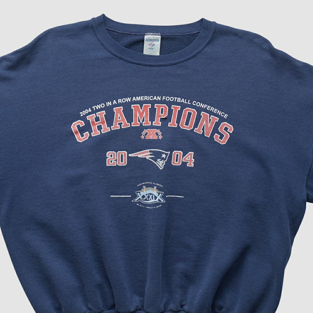 New England Patriots Jerzees 2004 Pullover Sweatshirt Navy Vintage - Fanatics