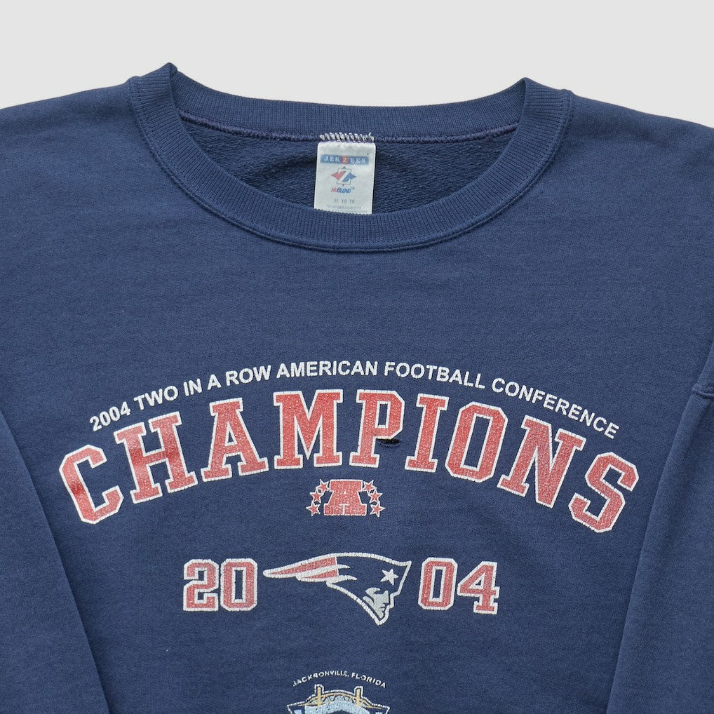 New England Patriots Jerzees 2004 Pullover Sweatshirt Navy Vintage - Fanatics