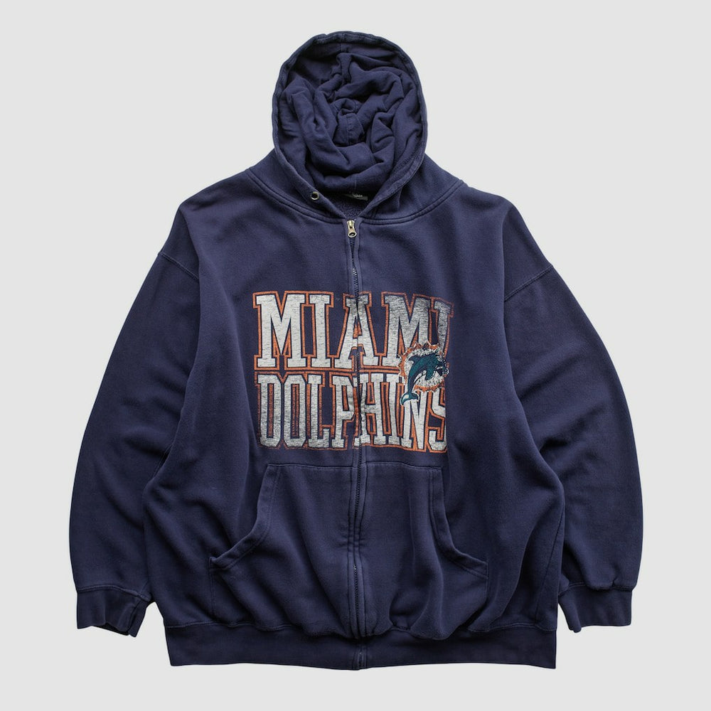 Miami Dolphins NFL 2010s Hooded Full Zip Sweatshirt Navy Vintage - Fanatics