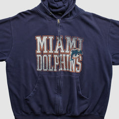 Miami Dolphins NFL 2010s Hooded Full Zip Sweatshirt Navy Vintage - Fanatics
