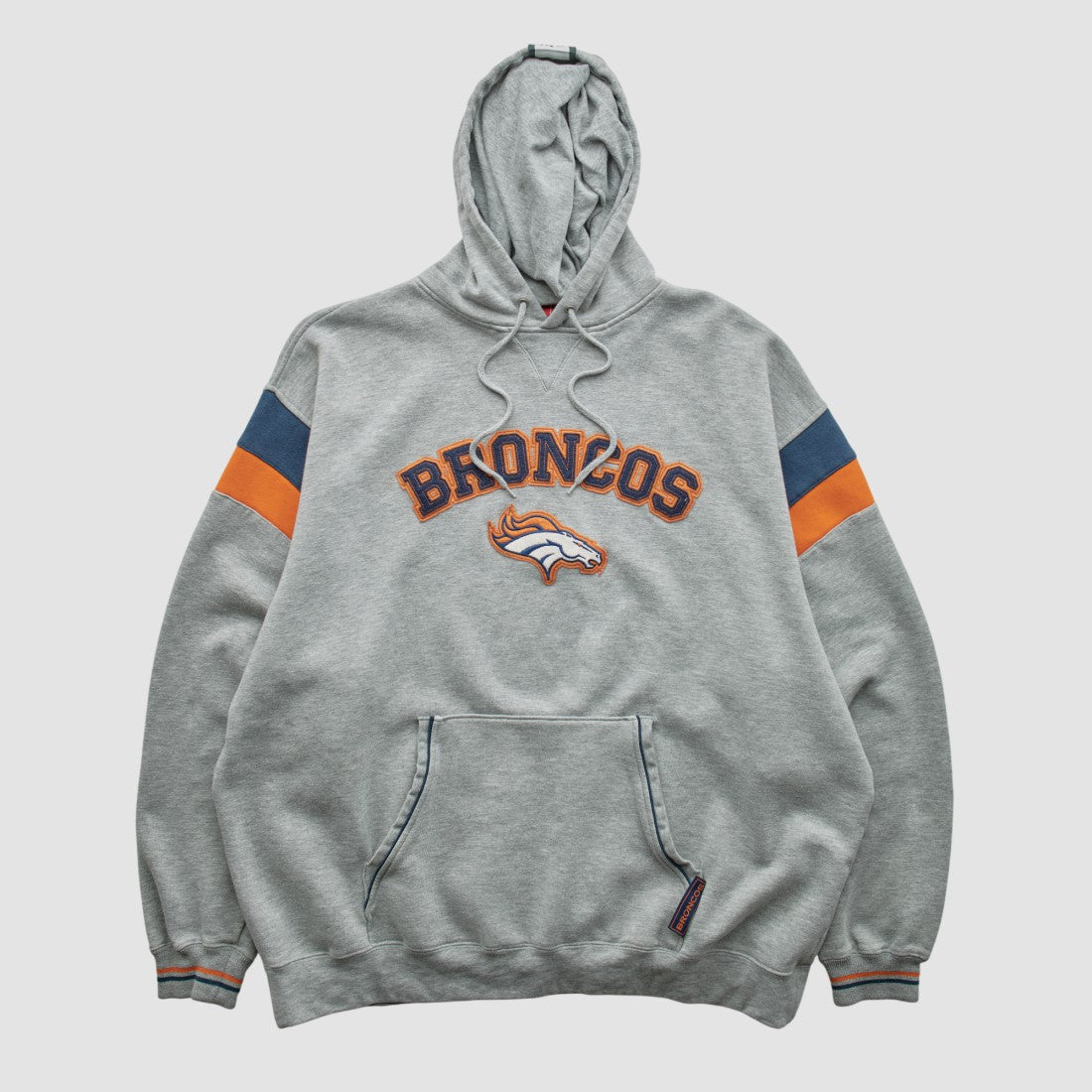 Denver Broncos NFL 2000s Hooded Pullover Sweatshirt Heather Gray Vintage - Fanatics