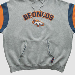 Denver Broncos NFL 2000s Hooded Pullover Sweatshirt Heather Gray Vintage - Fanatics