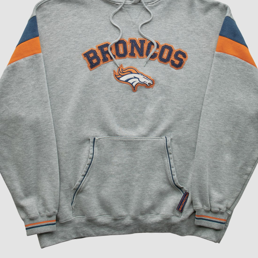 Denver Broncos NFL 2000s Hooded Pullover Sweatshirt Heather Gray Vintage - Fanatics