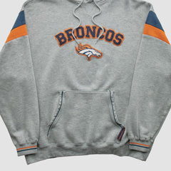 Denver Broncos NFL 2000s Hooded Pullover Sweatshirt Heather Gray Vintage - Fanatics