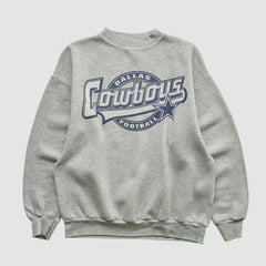 Dallas Cowboys Logo 7 90s Pullover Sweatshirt Heather Gray Vintage - Fanatics