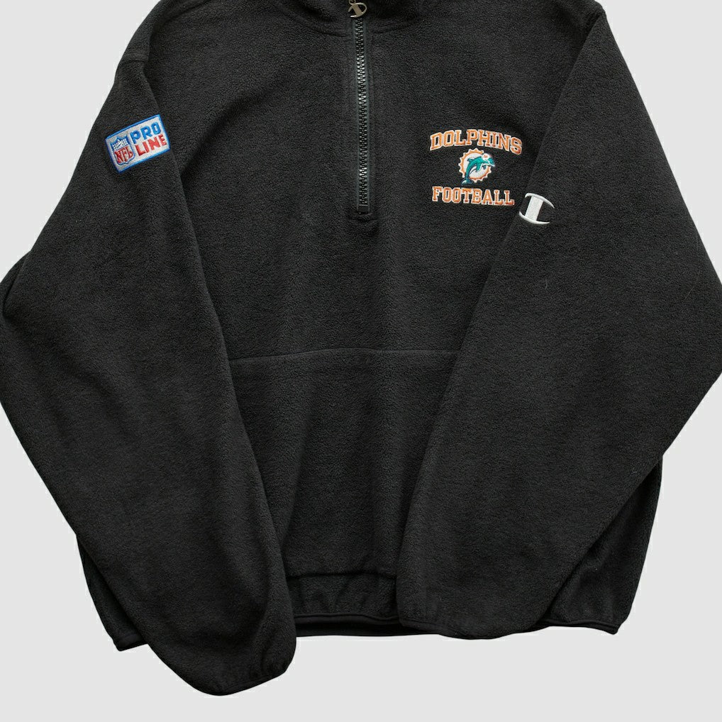 Miami Dolphins Champion 2000s 1/4 Zip Sweatshirt Black Vintage - Fanatics