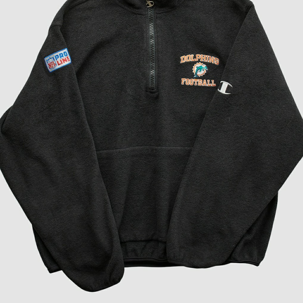 Miami Dolphins Champion 2000s 1/4 Zip Sweatshirt Black Vintage - Fanatics