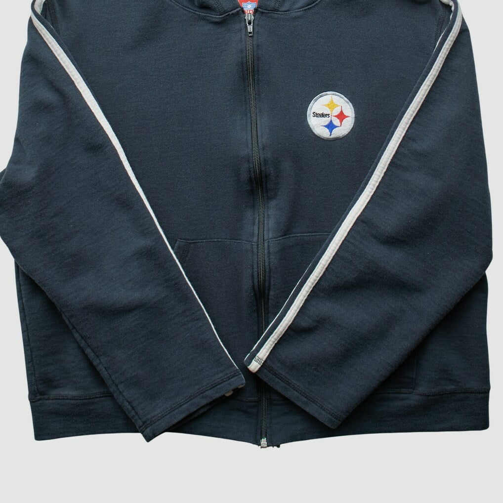 Pittsburgh Steelers NFL 2000s Hooded Full Zip Sweatshirt Black Vintage - Fanatics
