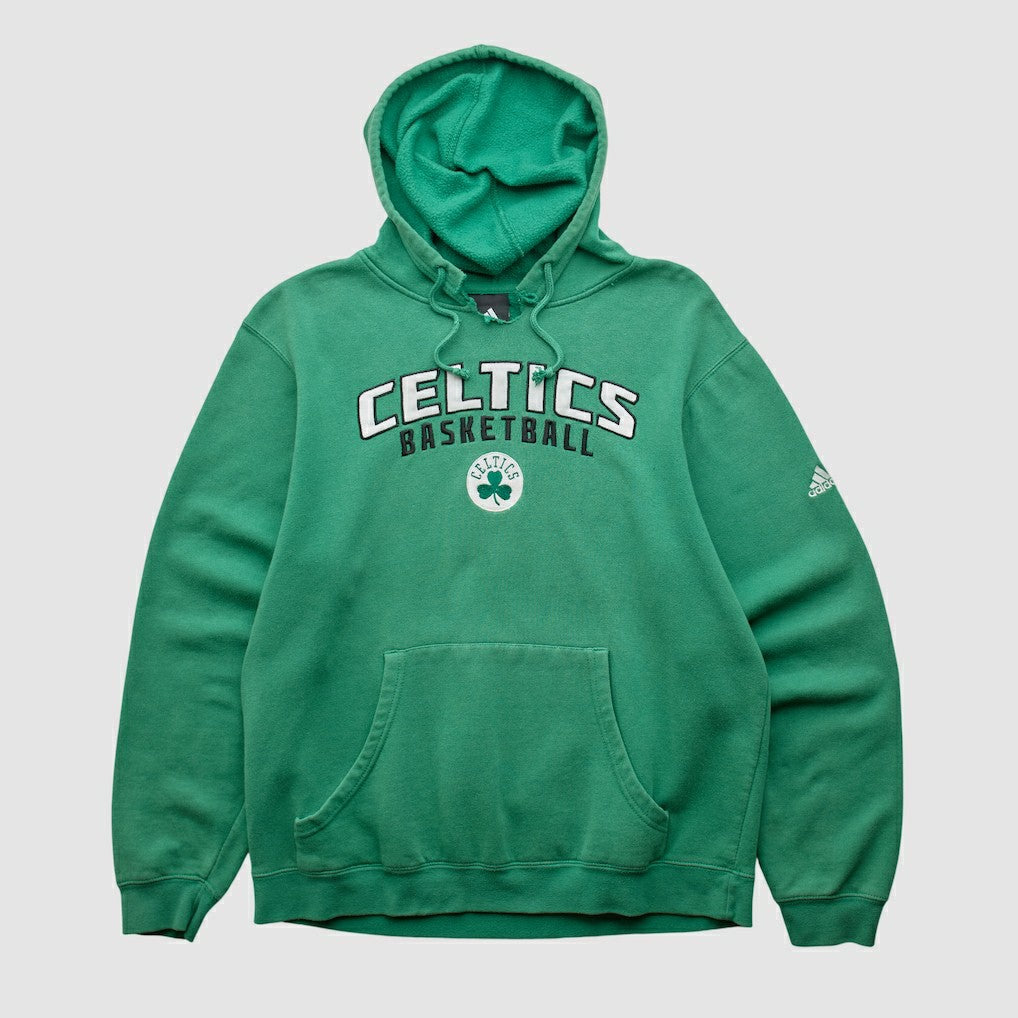 Adidas - Boston Celtics 2010s Hooded Pullover Sweatshirt - Green Vintage