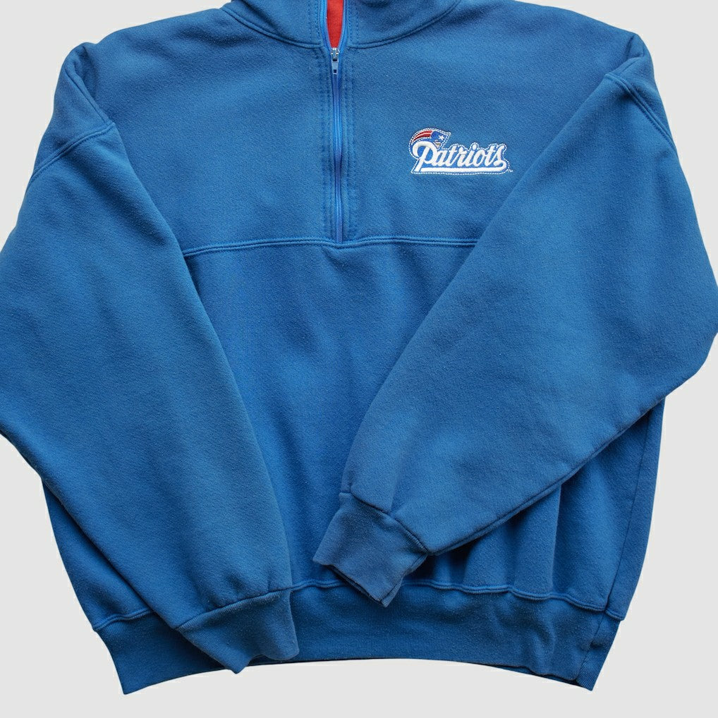 New England Patriots Dodger 90s 1/4 Zip Sweatshirt Blue Vintage - Fanatics