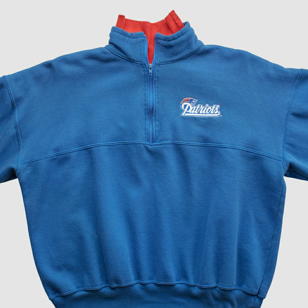 New England Patriots Dodger 90s 1/4 Zip Sweatshirt Blue Vintage - Fanatics