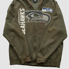 Seattle Seahawks NFL 2010s Hooded Full Zip Sweatshirt Olive Vintage - Fanatics
