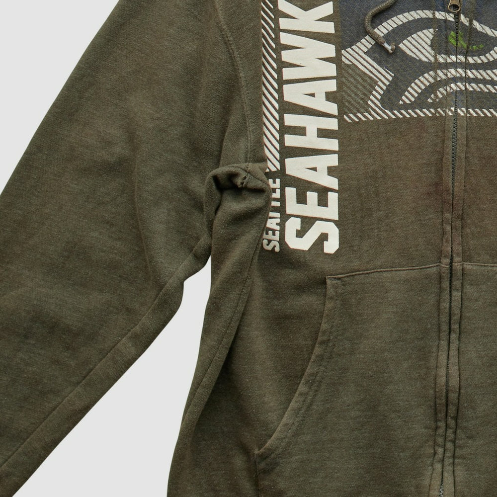 Seattle Seahawks NFL 2010s Hooded Full Zip Sweatshirt Olive Vintage - Fanatics