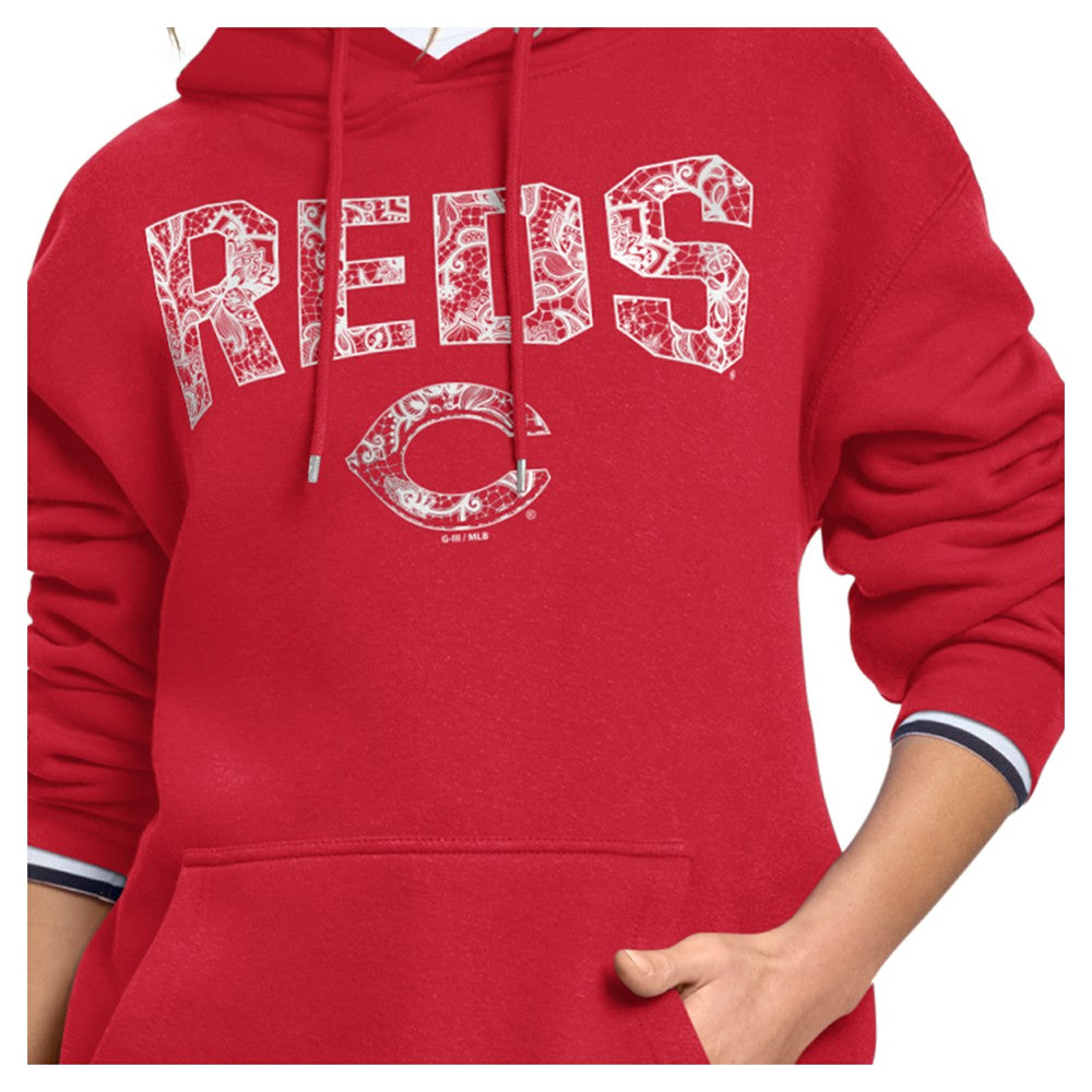 Cincinnati Reds Starter Women's Lace Team Lockup Fleece Hoodie for sale