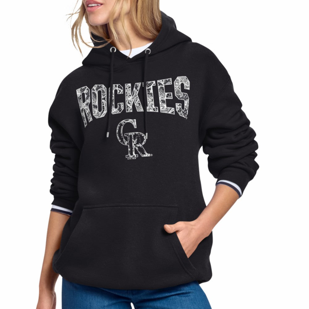 Colorado Rockies Starter Women's Lace Team Lockup Fleece Hoodie Clearance