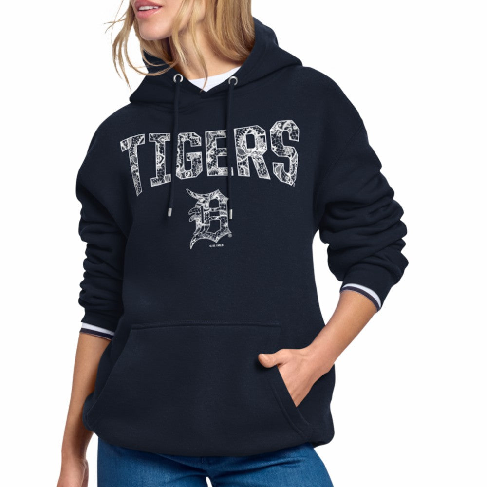 Detroit Tigers Starter Women's Lace Team Lockup Fleece Hoodie Clearance
