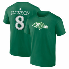 Lamar Jackson Baltimore Ravens St. Patrick's Day Icon Name & Number T-Shirt Green - NFL
