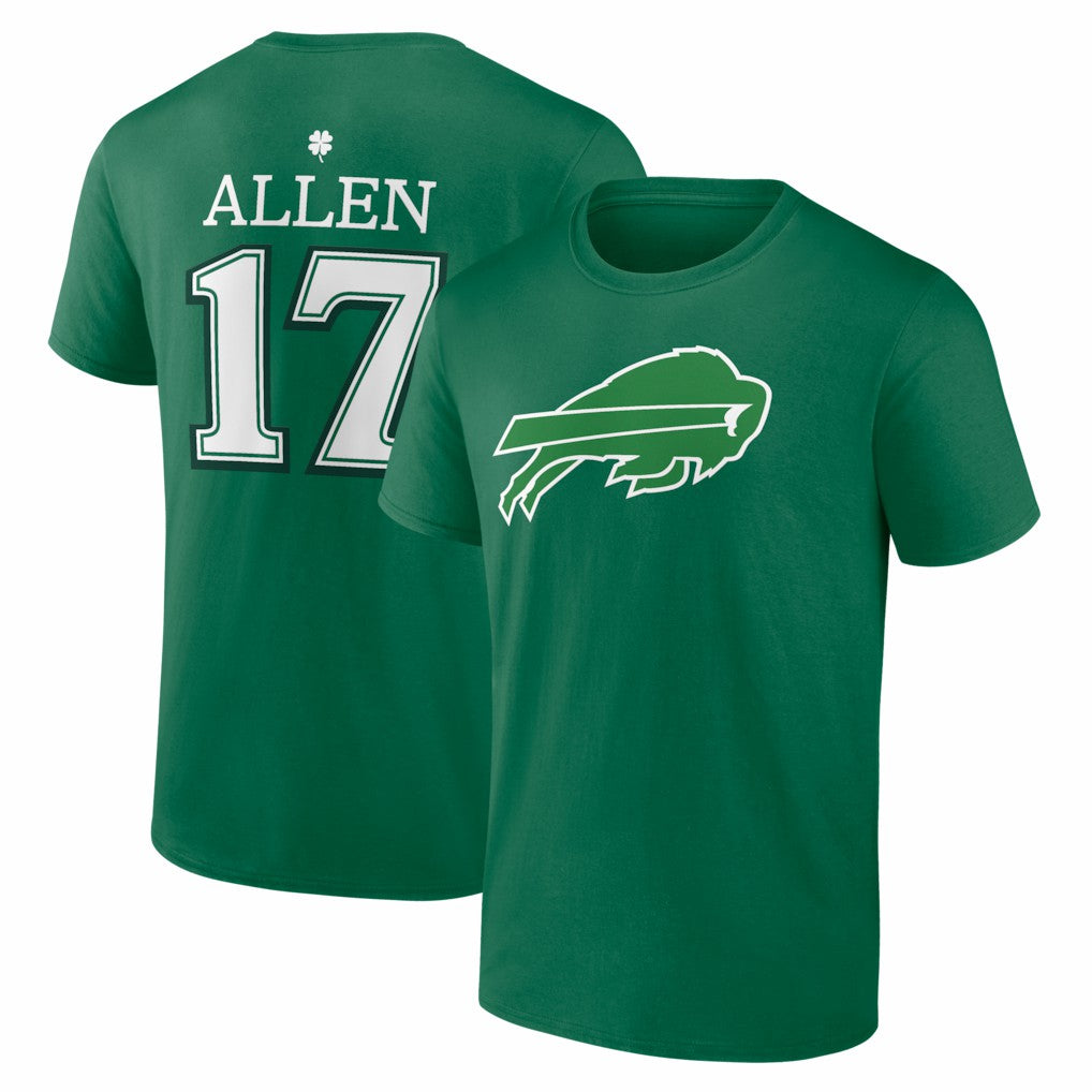 Josh Allen Buffalo Bills St. Patrick's Day Icon Name & Number T-Shirt Green - NFL