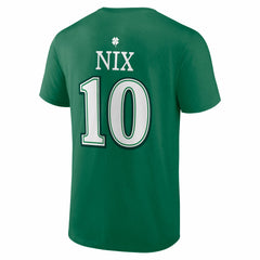 Bo Nix Denver Broncos St. Patrick's Day Icon Name & Number T-Shirt Green - NFL