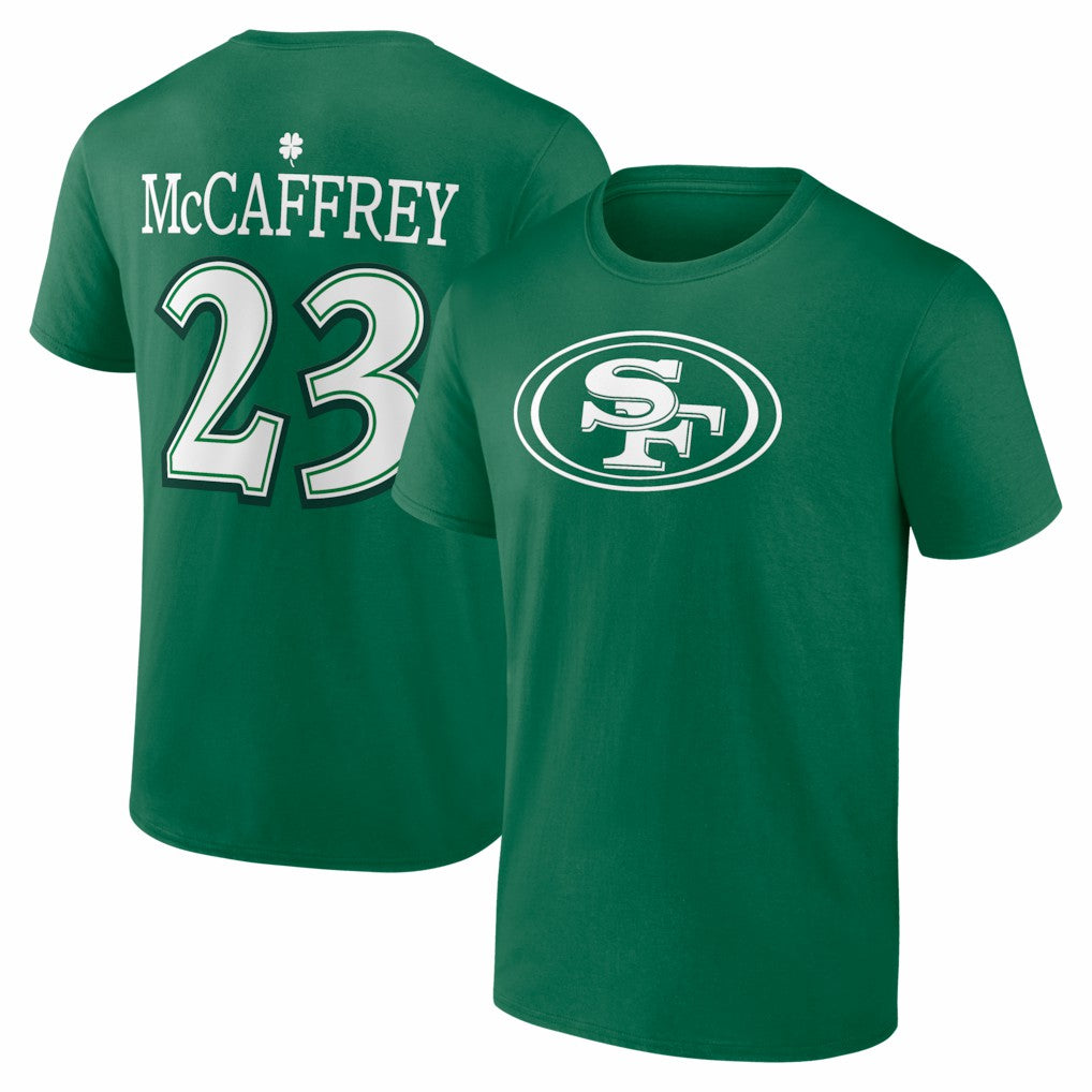 Christian McCaffrey San Francisco 49ers St. Patrick's Day Icon Name & Number T-Shirt Green - NFL