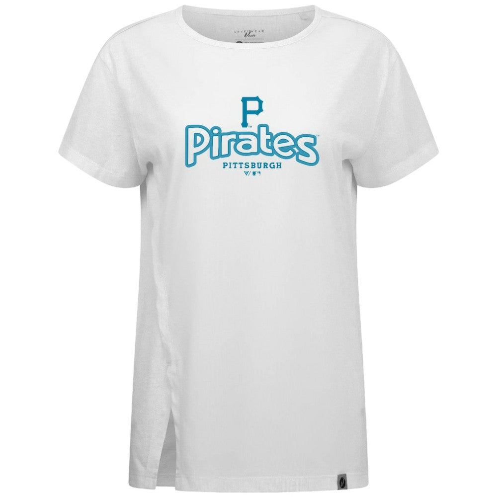 Pittsburgh Pirates Levelwear Women's Blue Haven Influx Cornerstone T-Shirt for sale