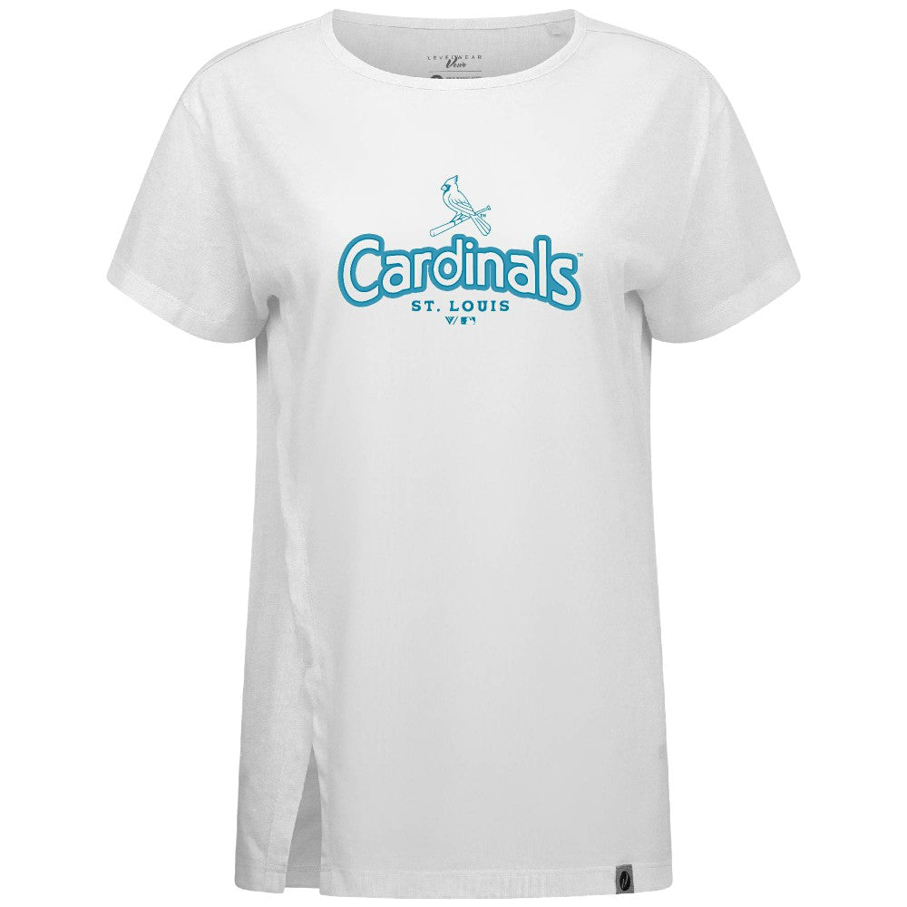 St. Louis Cardinals Levelwear Women's Blue Haven Influx Cornerstone T-Shirt Lifestyle