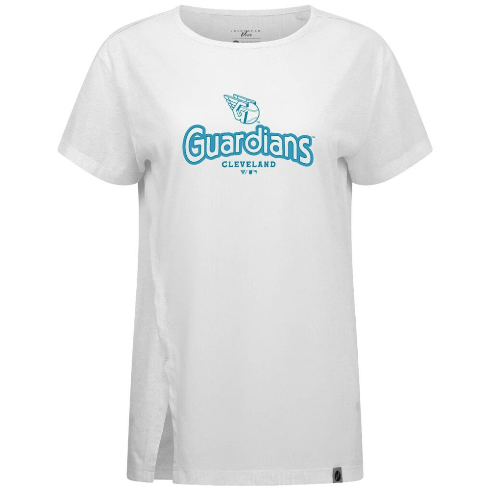 Cleveland Guardians Levelwear Women's Blue Haven Influx Cornerstone T-Shirt for sale