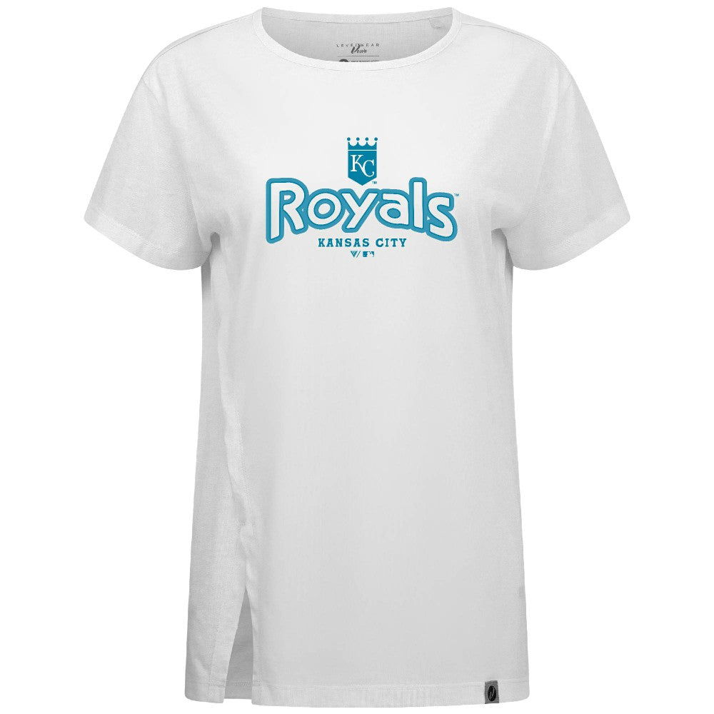 Kansas City Royals Levelwear Women's Blue Haven Influx Cornerstone T-Shirt Clearance