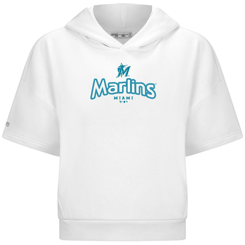 Miami Marlins Levelwear Women's Amber Short Sleeve Cornerstone Hoodie Lifestyle