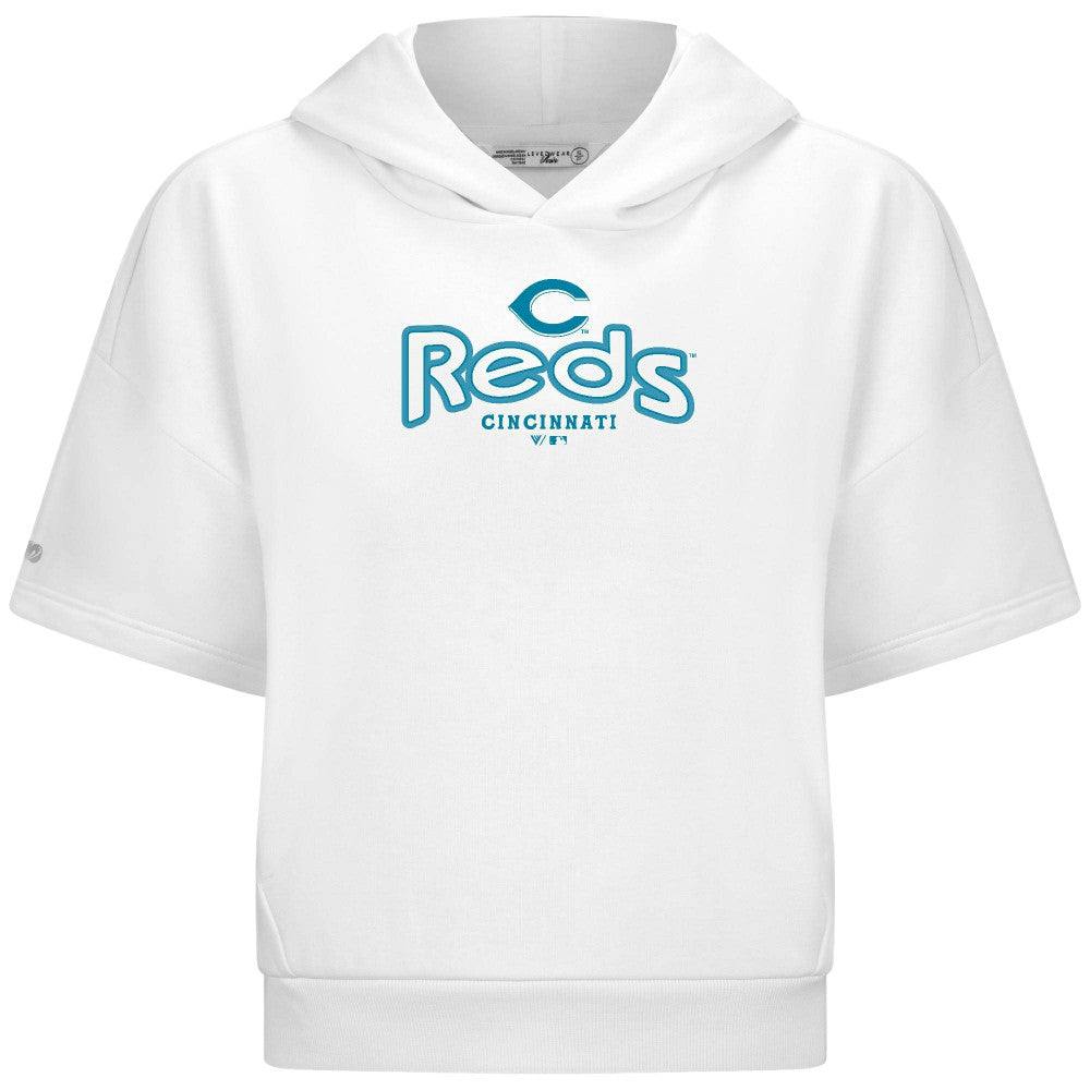 Cincinnati Reds Levelwear Women's Amber Short Sleeve Cornerstone Hoodie Clearance