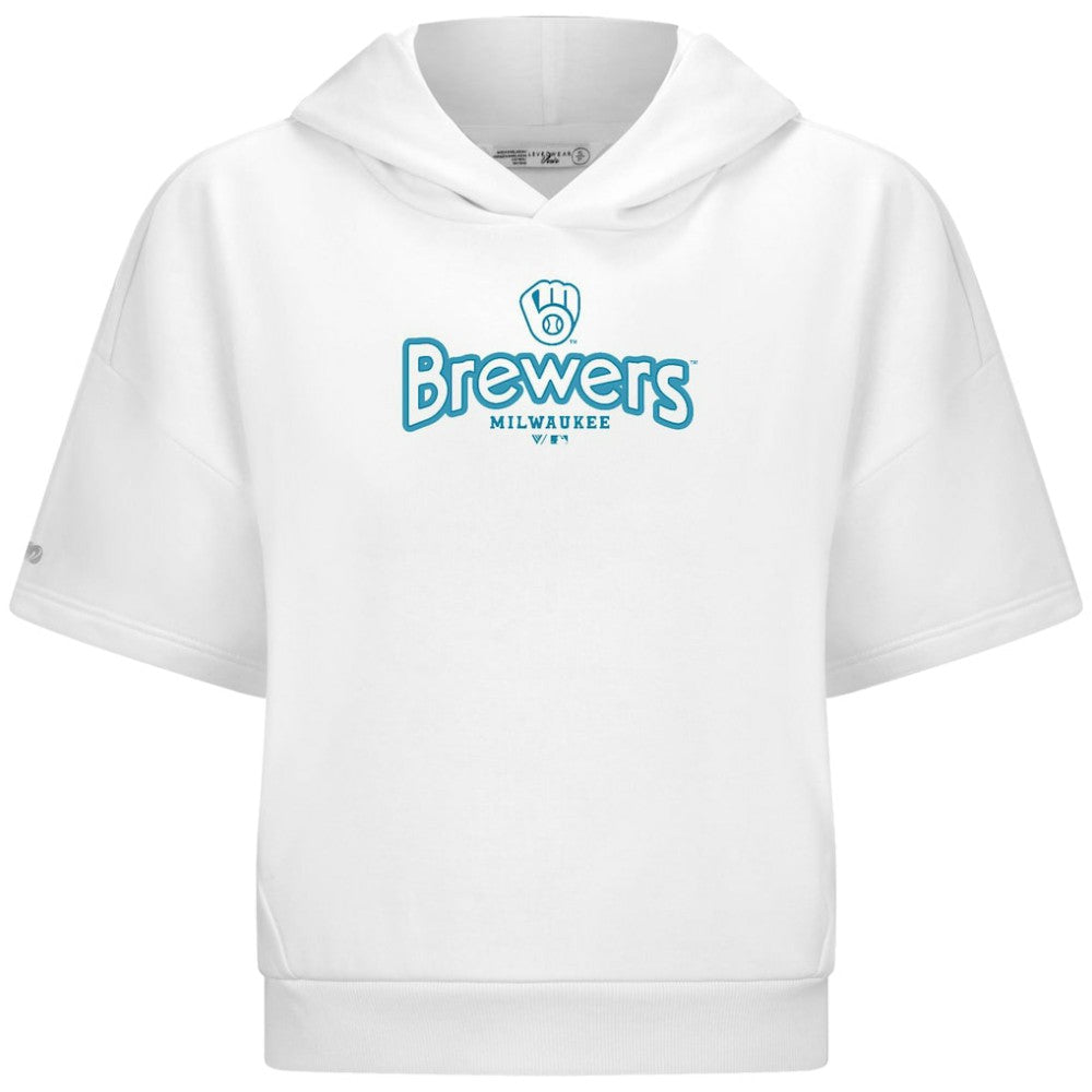 Milwaukee Brewers Levelwear Women's Amber Short Sleeve Cornerstone Hoodie Near Me