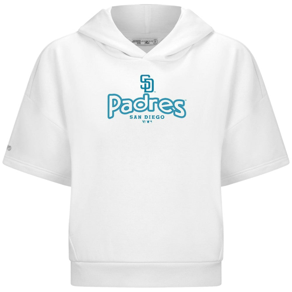 San Diego Padres Levelwear Women's Amber Short Sleeve Cornerstone Hoodie On Sale