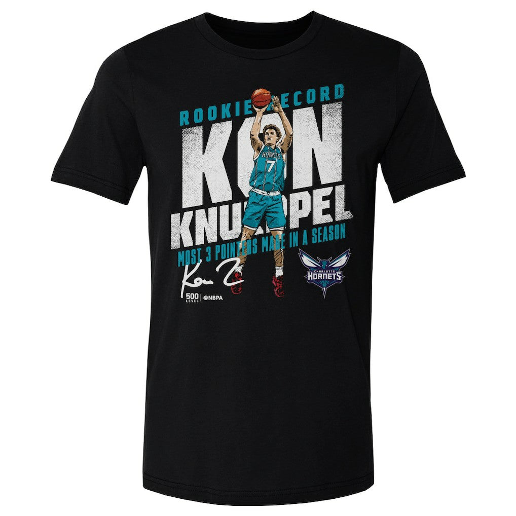 NBA - Kon Knueppel Charlotte Hornets 500 Level Rookie Three-Point Record T-Shirt - Black