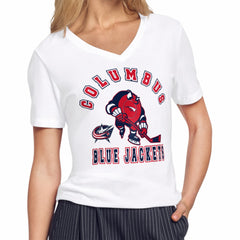 Columbus Blue Jackets - Starter Women's Tough Puck T-Shirt White