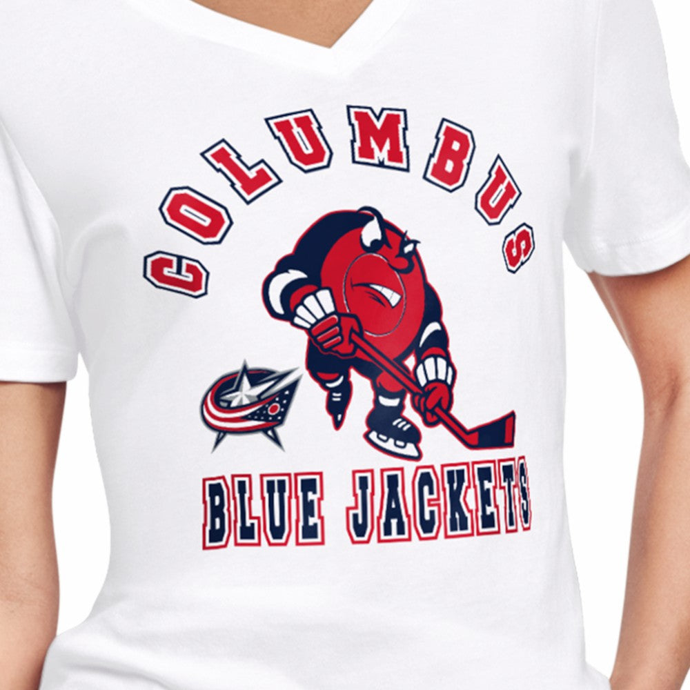 Columbus Blue Jackets - Starter Women's Tough Puck T-Shirt White