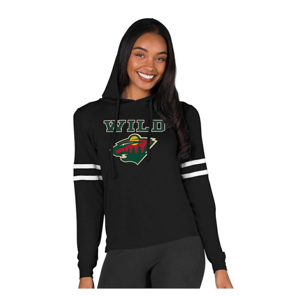 Minnesota Wild - Concepts Sport Women's Marathon Long-Sleeve Hooded T-Shirt Black