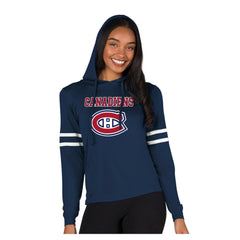 Montreal Canadiens - Concepts Sport Women's Marathon Long-Sleeve Hooded T-Shirt Navy