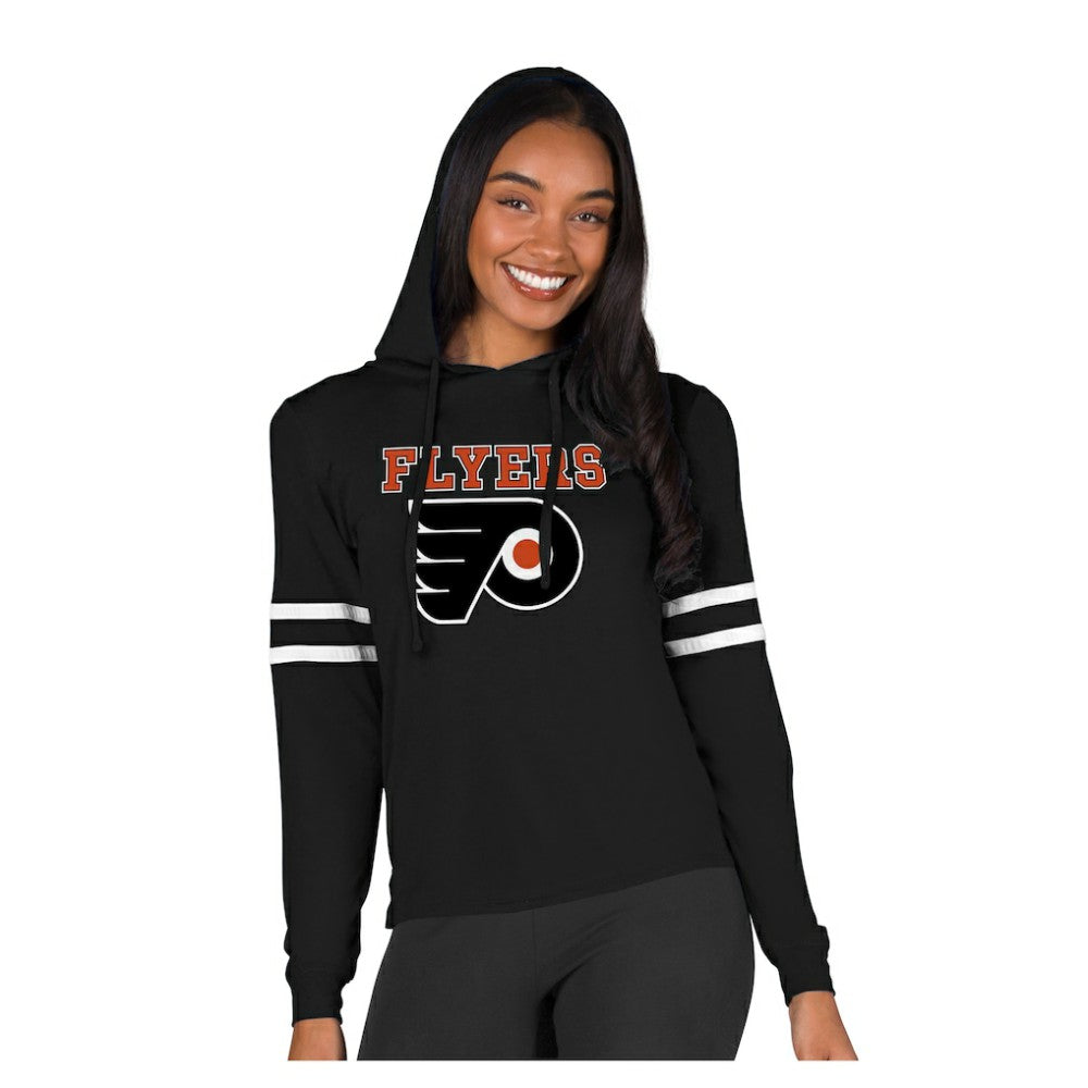 Philadelphia Flyers - Concepts Sport Women's Marathon Long-Sleeve Hooded T-Shirt Black