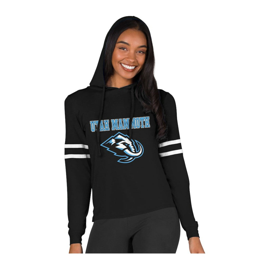 Utah Mammoth - Concepts Sport Women's Marathon Long-Sleeve Hooded T-Shirt Black