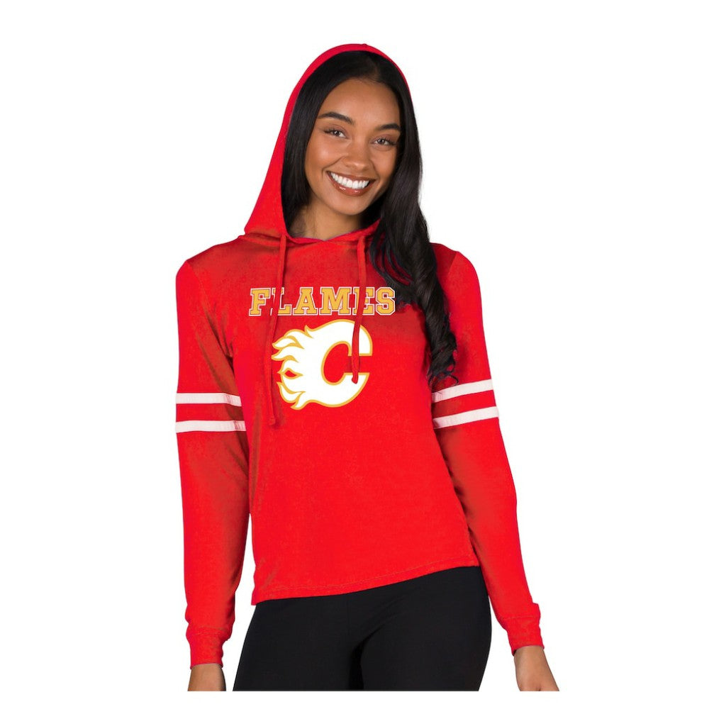 Calgary Flames - Concepts Sport Women's Marathon Long-Sleeve Hooded T-Shirt Red