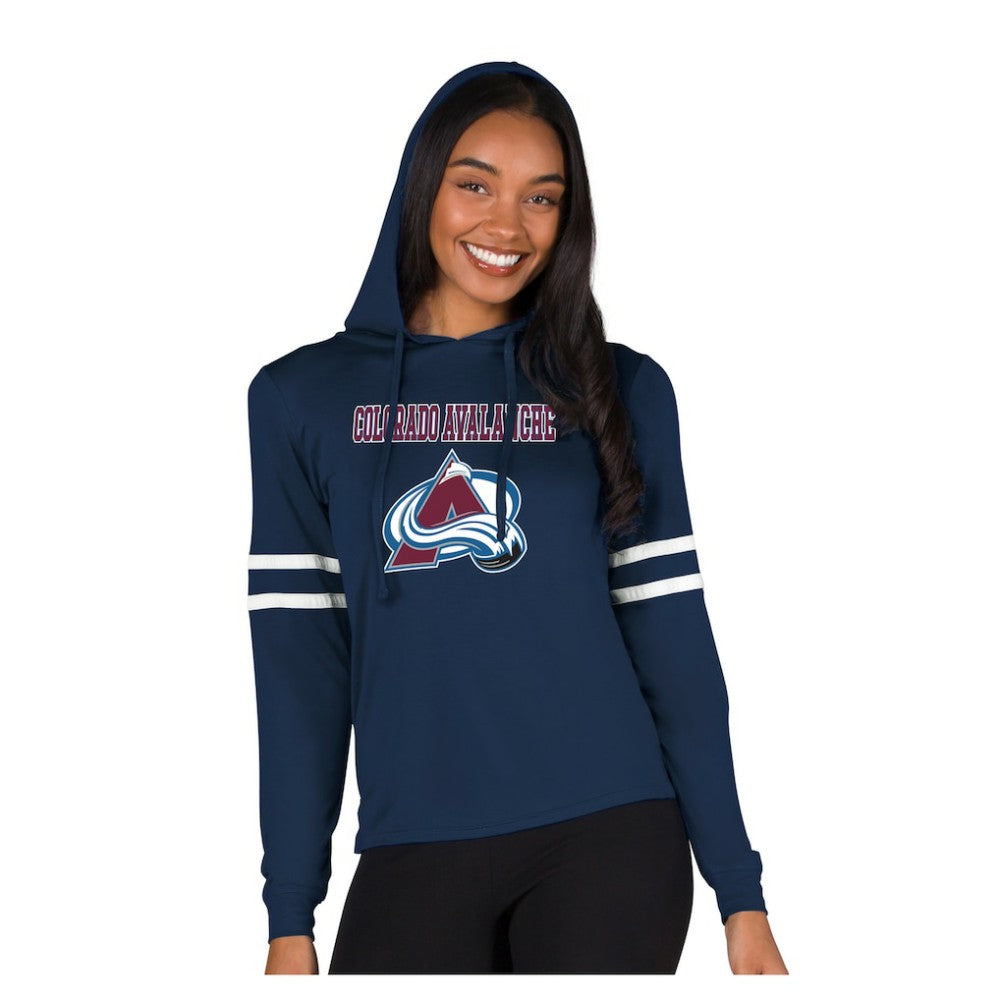 Colorado Avalanche - Concepts Sport Women's Marathon Long-Sleeve Hooded T-Shirt Navy