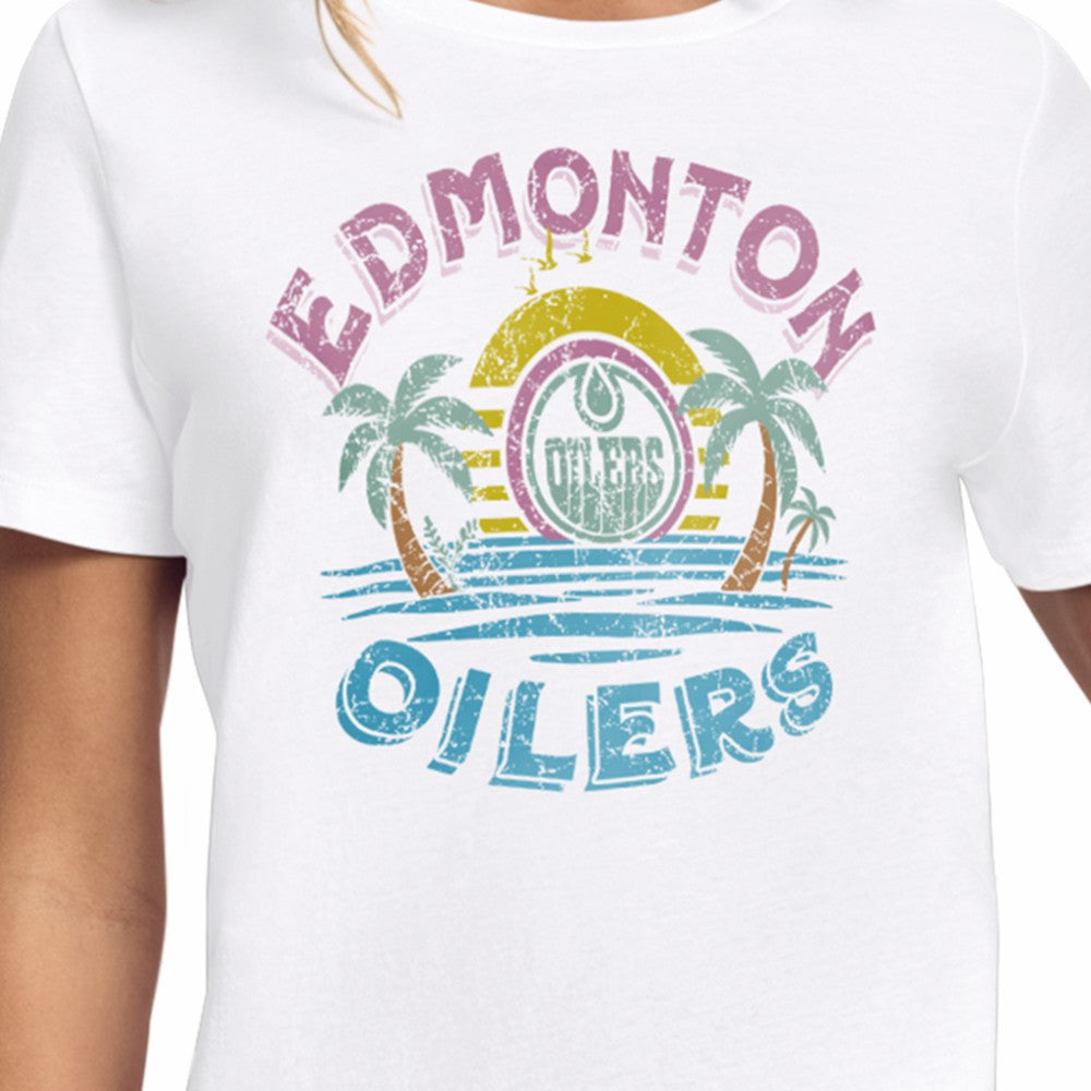 Edmonton Oilers - Starter Women's Tonal Beach T-Shirt White