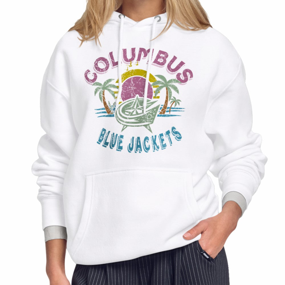 Columbus Blue Jackets - Starter Women's Tonal Beach Hoodie White