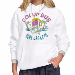 Columbus Blue Jackets - Starter Women's Tonal Beach Hoodie White