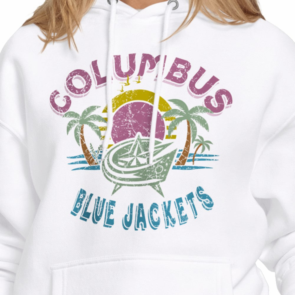 Columbus Blue Jackets - Starter Women's Tonal Beach Hoodie White