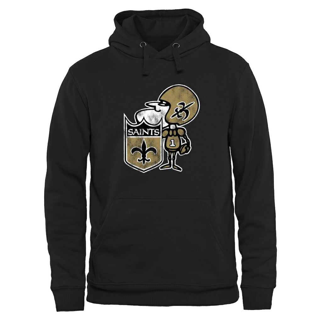 New Orleans Saints Throwback Logo Pullover Hoodie Black - NFL