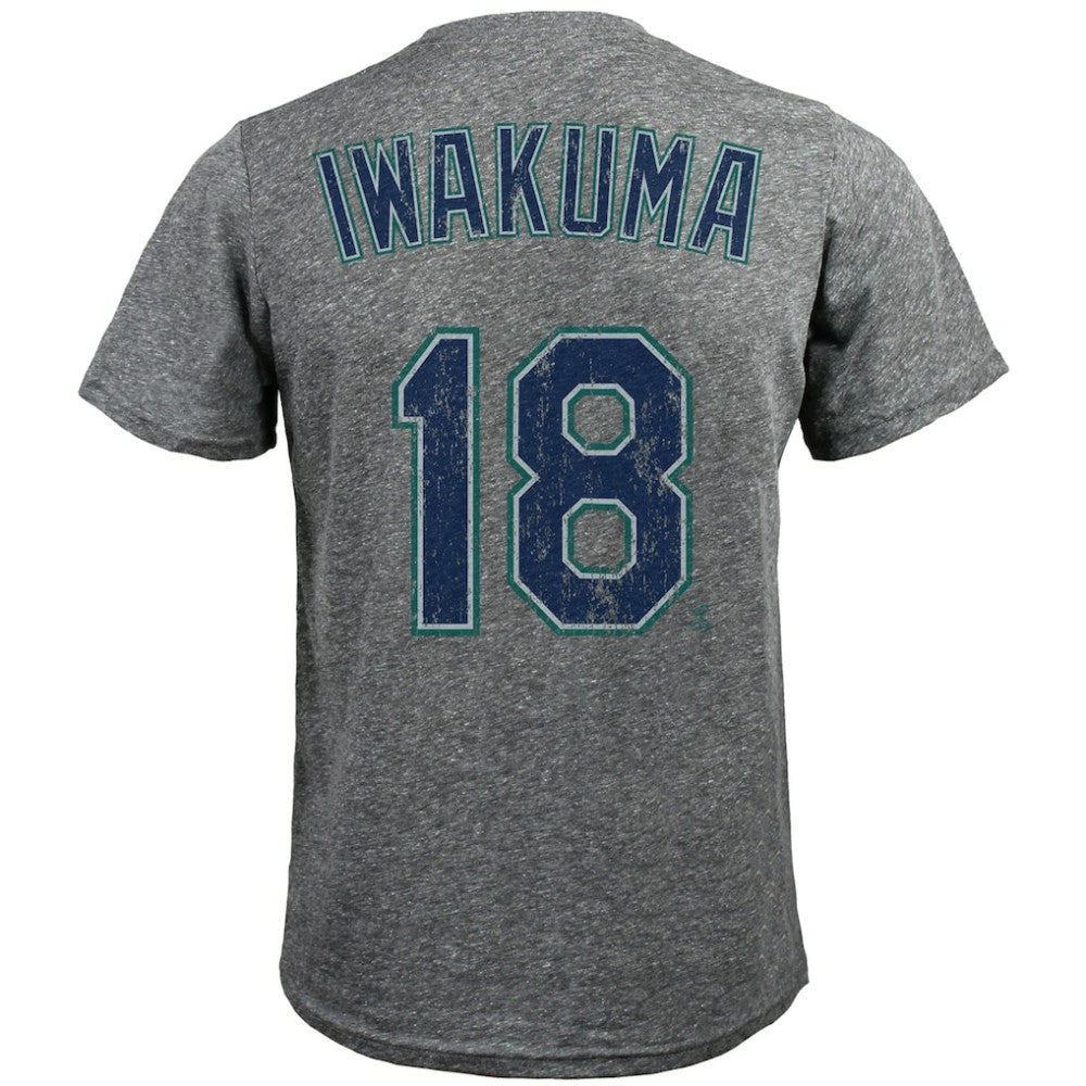 Hisashi Iwakuma Seattle Mariners Majestic Threads Premium Tri-Blend Name & Number T-Shirt On Sale