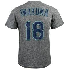 Hisashi Iwakuma Seattle Mariners Majestic Threads Premium Tri-Blend Name & Number T-Shirt On Sale