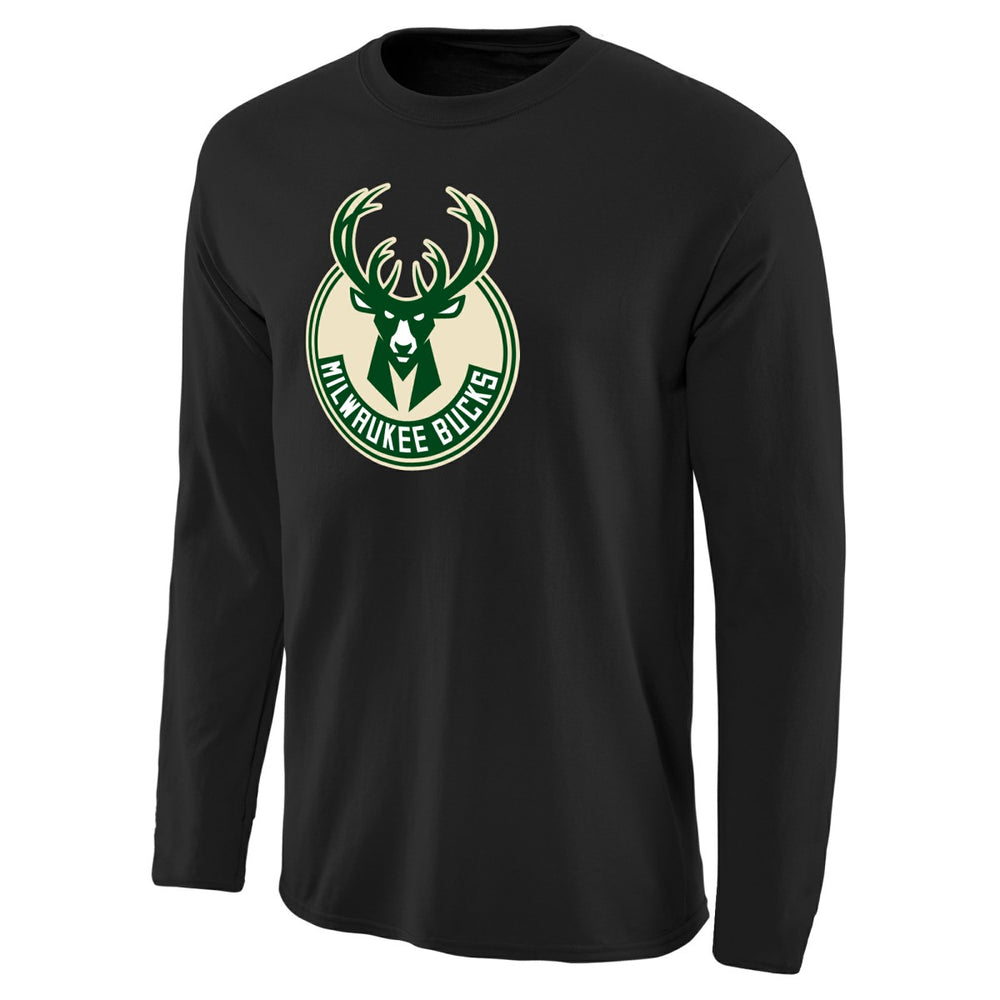 NBA - Milwaukee Bucks Primary Logo II Long Sleeve T-Shirt - Black