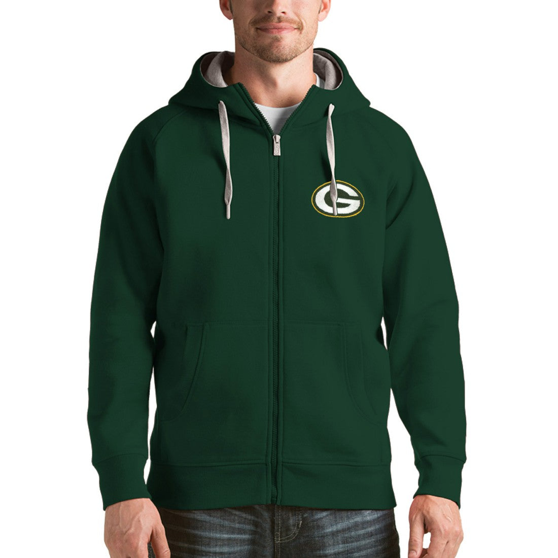 Green Bay Packers Antigua Victory Full-Zip Hoodie Green - NFL